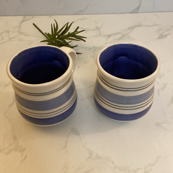 Vintage Blue & White Striped Rio by Pfaltzgraff Mugs Set of two Kitchen Decor - Picture 2 of 6